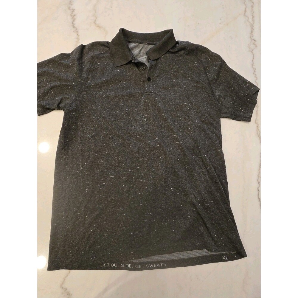 Lululemon Metal Vent Tech Mens XL Polo Euc Stretch Golf Heathered Black
